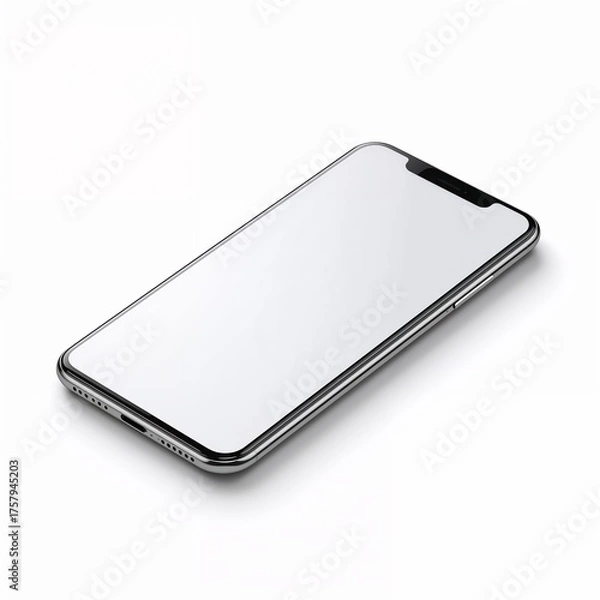 Obraz Modern smartphone with blank screen isolated on white background