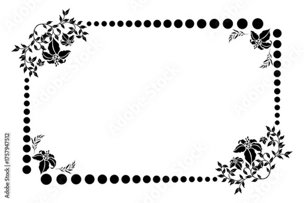 Fototapeta elegant black and white flower border frame, vector illustration for poster or card. vector eps