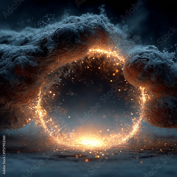 Fototapeta Birth of Time — Cosmic Hands Creating a Glowing Orb of Energy