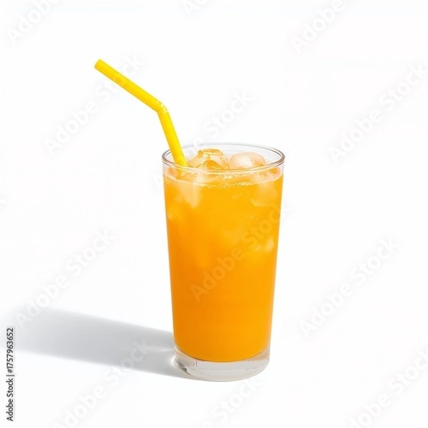 Obraz Glass of orange juice with straw isolated on white background