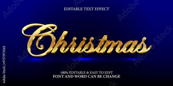 Obraz Christmas text effect with editable gold 3d calligraphy font style