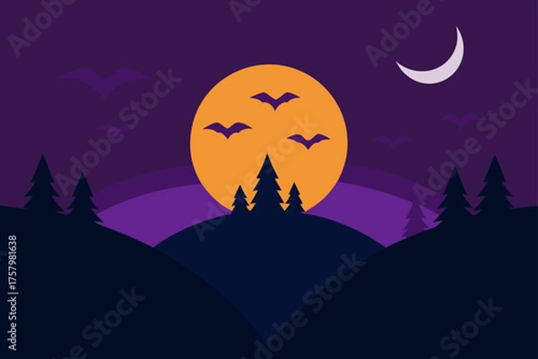 Fototapeta Smooth Gradient Background in Dark Halloween Night Colors