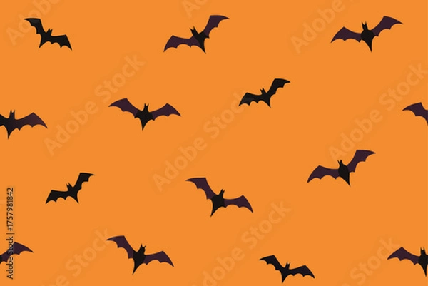 Fototapeta Pastel Orange Watercolor Bats Pattern Background