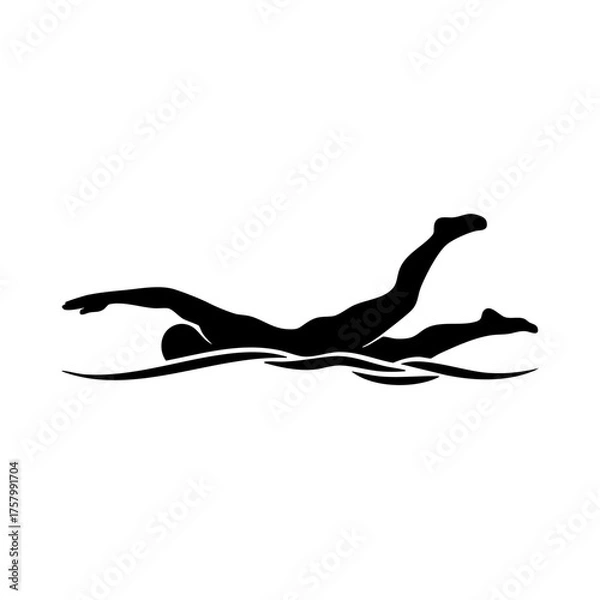 Fototapeta Vector art of silhouette of a swimmer performing butterfly stroke