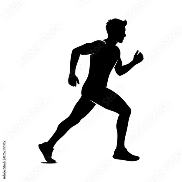 Fototapeta Vector art of silhouette of a man running in vector format