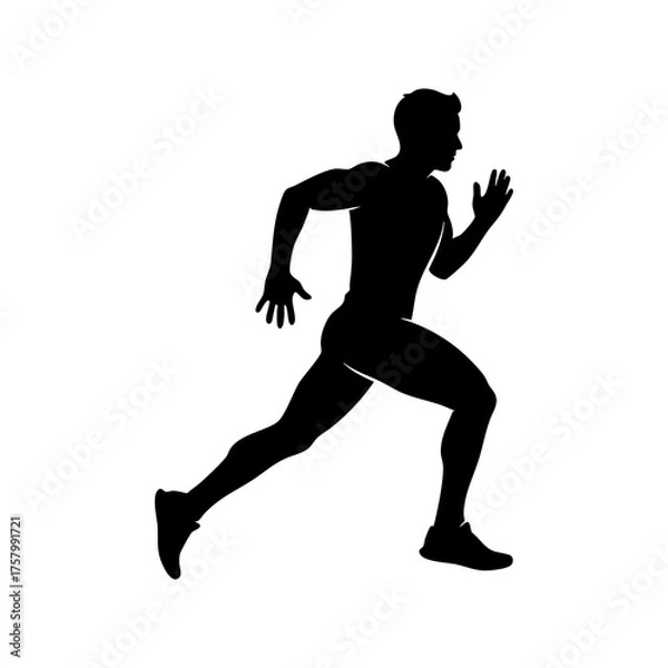 Fototapeta Vector art of silhouette of a man running, full body shot
