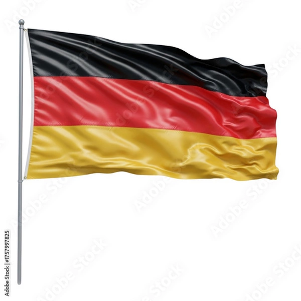 Obraz The national flag of germany waving on a flagpole, isolated on transparent background