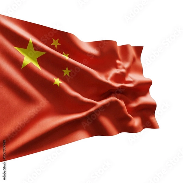 Obraz The national flag of china, a red flag with five yellow stars, isolated on transparent background