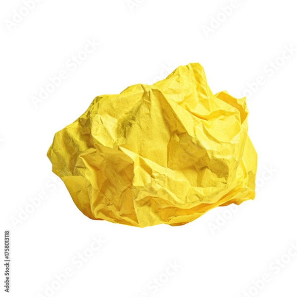 Fototapeta Crumpled, bright yellow paper mass