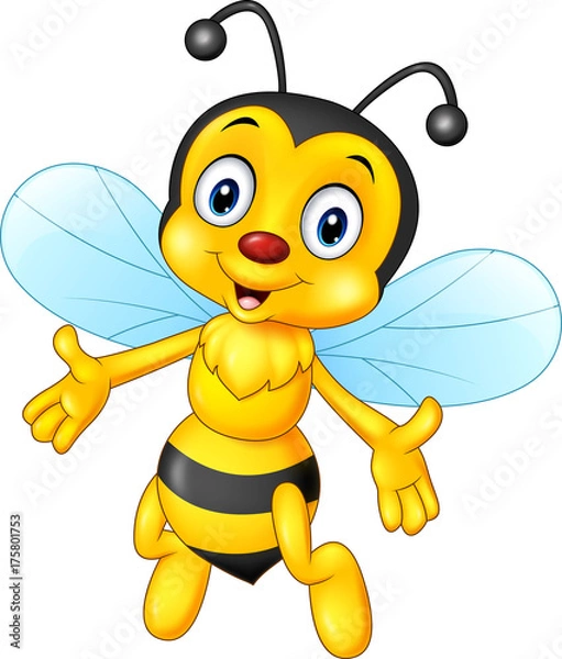 Obraz Cartoon funny bee isolated on white background
