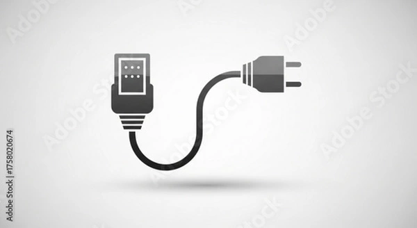 Fototapeta Illustration of a power plug and a network cable