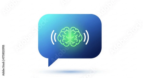 Fototapeta Brain in speech bubble with sound waves on