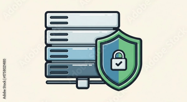 Fototapeta Server stack with security shield