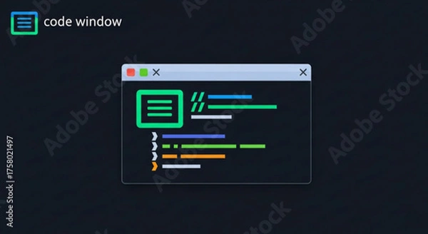 Fototapeta Illustration of a code window with lines of code