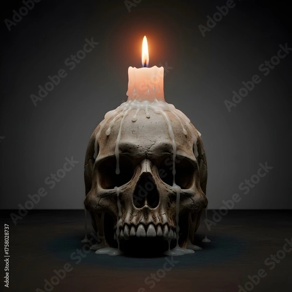 Obraz Memento Mori Skull and Burning Candle