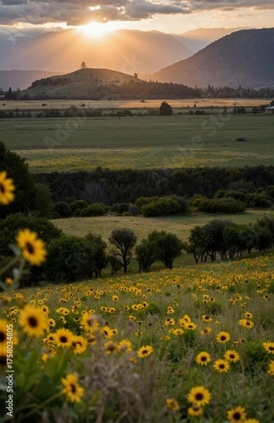 Obraz sunset over the field