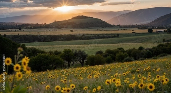 Obraz sunset in the mountains