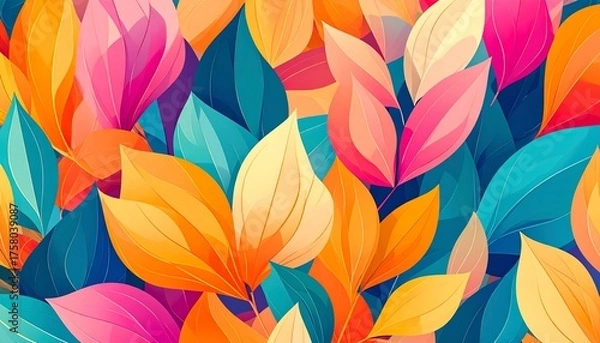 Obraz Vibrant Floral Vector Background with Bright and Colorful Flowers for Modern Graphic Design and Posters