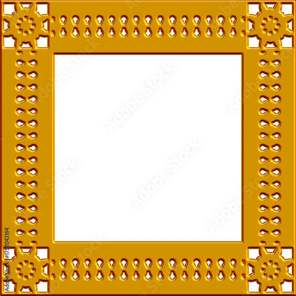 Obraz 3D Elegant Ornamental Golden Frame and Decorative Border