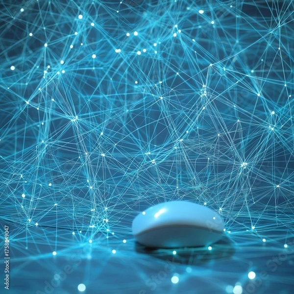 Obraz Digital Network Connection With White Computer Mouse On Reflective Surface