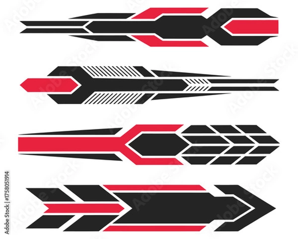 Obraz A set of stylized racing graphics for vehicle customization and sports car decals
