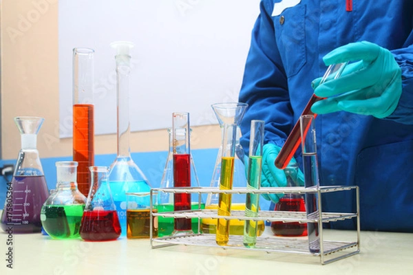 Obraz test solution chemical analysis laboratory chemistry industry