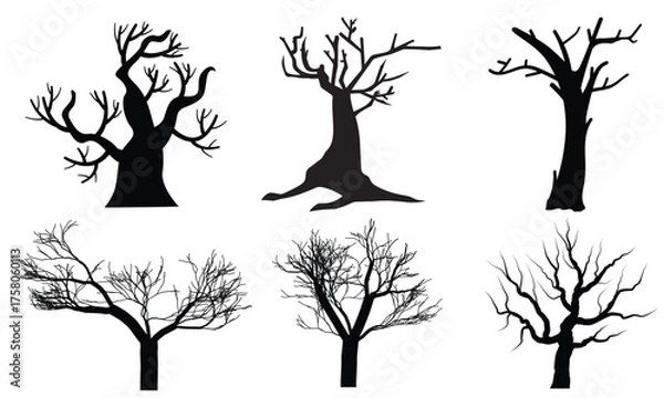 Obraz Vector tree silhouette set of nature and seasonal trees
