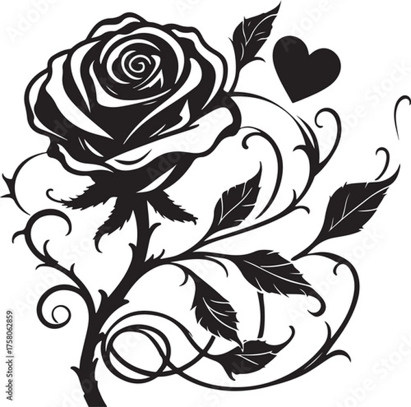 Fototapeta Elegant rose flower vector design showcasing detailed petals and graceful shapes