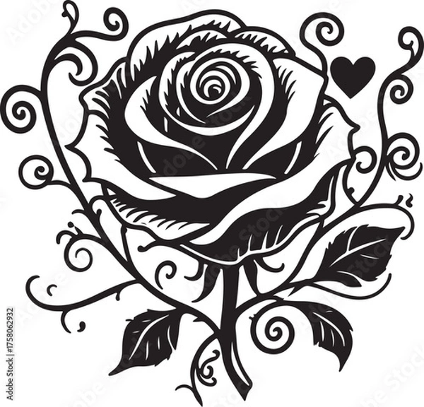 Fototapeta Elegant rose flower vector design showcasing detailed petals and graceful shapes