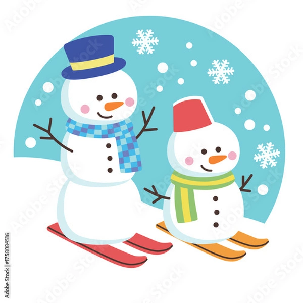 Obraz スキーをする雪だるま
