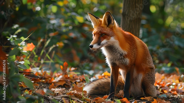 Obraz Red fox in autumn forest