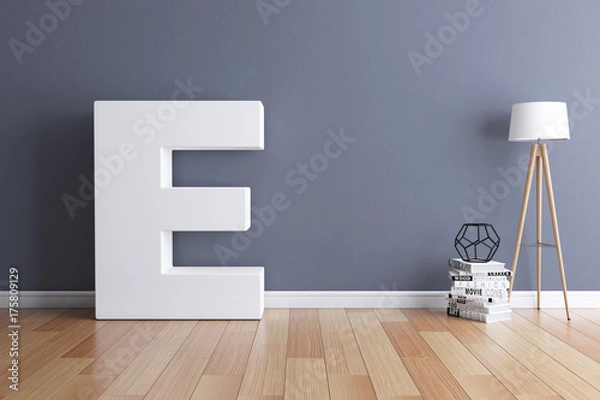 Fototapeta Mock up interior font 3d rendering letter E