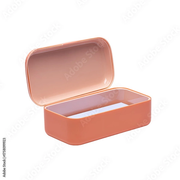 Fototapeta Open, rectangular, peach-colored box with rounded corners, interior visible