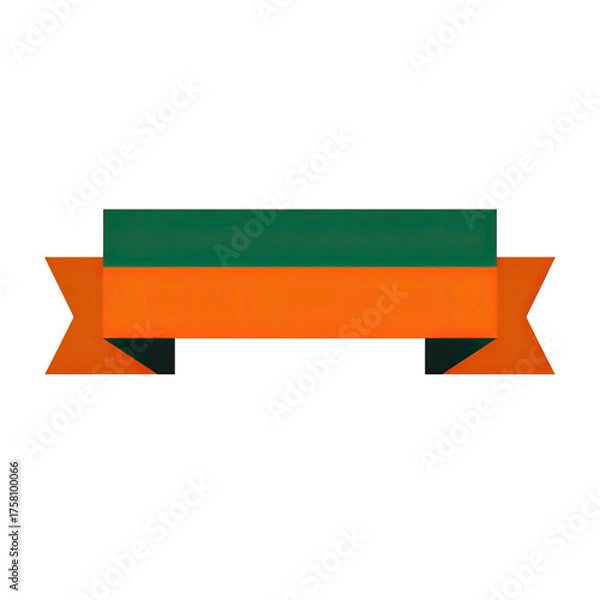Fototapeta Flat banner design with dark green and orange rectangle & ribbon edges on black