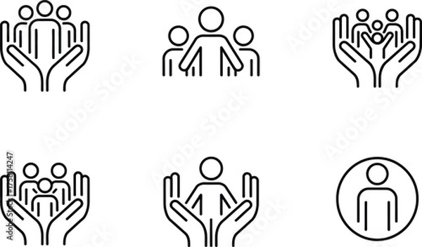 Obraz Collection of Icons Representing People and Care