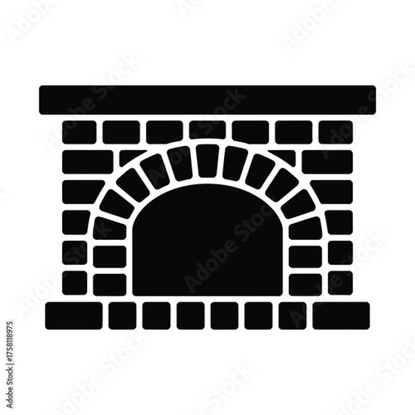 Obraz Black silhouette of a brick oven with an arched opening