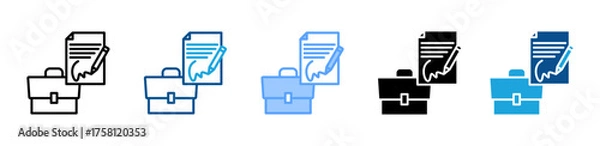 Fototapeta Briefcase icon sheet multiple style collection