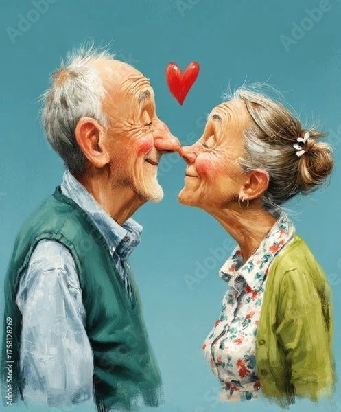 Obraz Elderly couple smiling together Generative AI