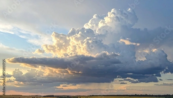 Obraz Majestic Cumulonimbus Cloud Formation at Sunset - A Natural Spectacle.