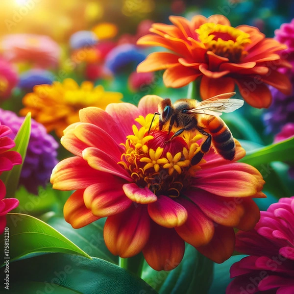 Obraz 꽃잎 위 꿀벌