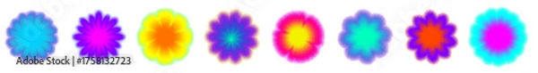Fototapeta Modern gradient y2k flower with luminous blur aura. Y2K vibe and abstract blur texture make a trendy gradient flower design.