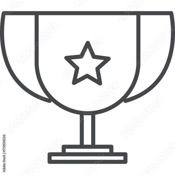Fototapeta Outline Trophy with Star Emblem on Pedestal Isolated on Transparent Background Minimalist Design Representing Achievement and Victory