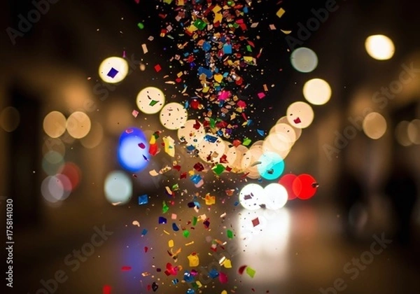 Obraz Colorful Confetti Rain A Burst of Celebration and Festive Night Ambience