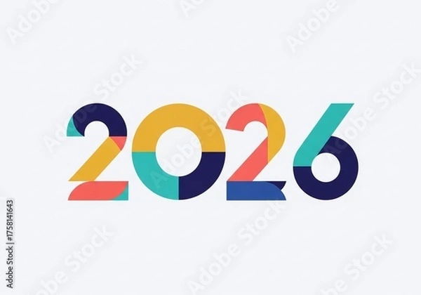 Obraz Colorful geometric number 2026 typography for a modern new year celebration banner