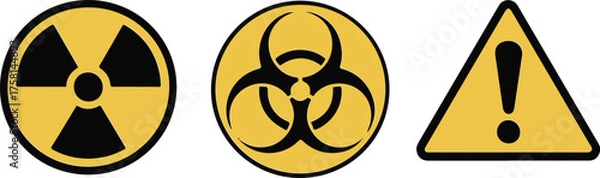 Fototapeta Radiation, Biohazard, and Warning Symbols: Icons of Danger and Caution