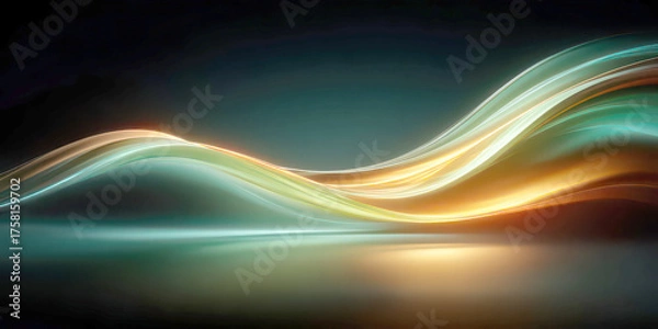 Fototapeta Abstract Wavy Glowing Light Streaks Orange Teal Technology Horizon Background
