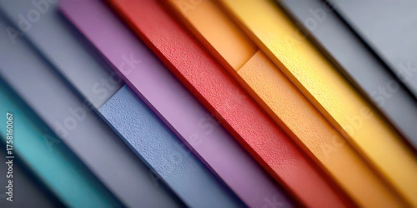 Fototapeta Abstract Diagonal Layered Textured Stripes Vibrant Rainbow Color Palette Background