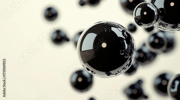 Obraz Abstract black spheres on white background