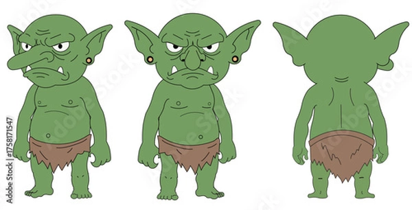 Fototapeta Grumpy Goblin Character Sheet Long Nose