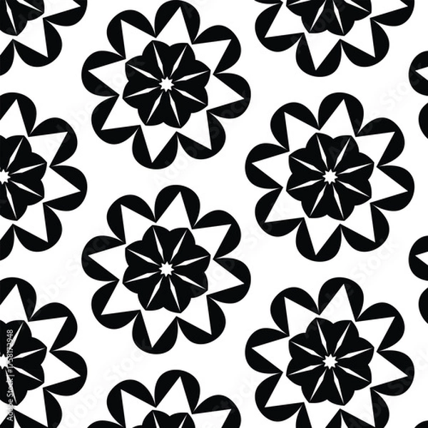 Fototapeta  Seamless texture for fashion, textile design,  on wall paper, wrapping paper, fabrics and home decor. Simple repeat pattern.White background with black pattern.